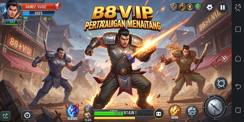Tampilan gameplay mendebarkan dalam B8VIP dengan pertarungan yang seru.