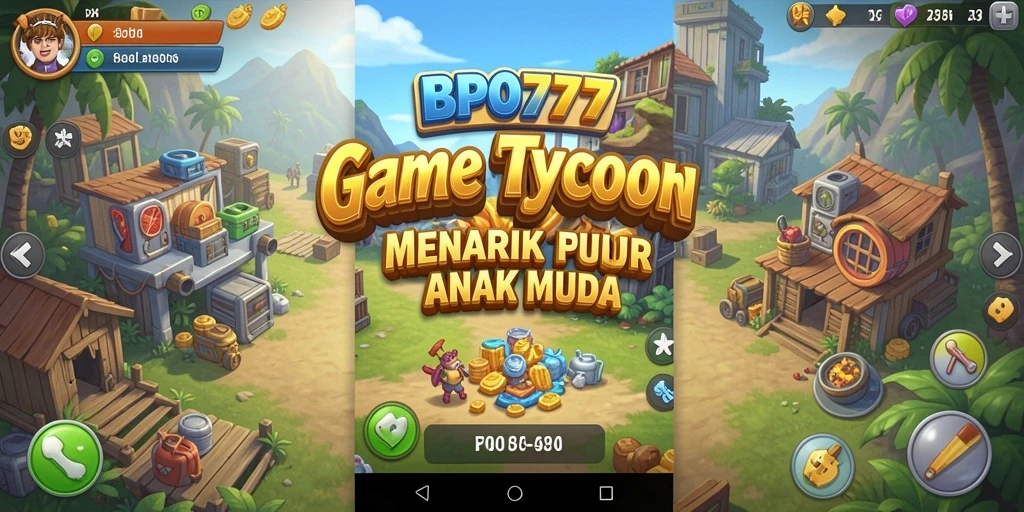 Screenshot gameplay BPO777 yang menunjukkan kebangkitan bisnis Tycoon.
