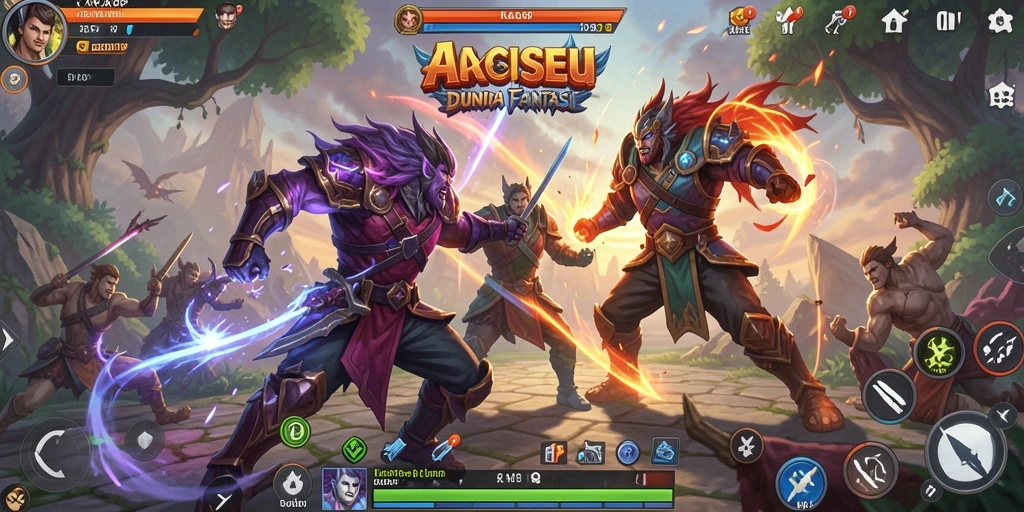 Screenshot menampilkan pertarungan seru di KAKRP dengan grafis yang memukau.