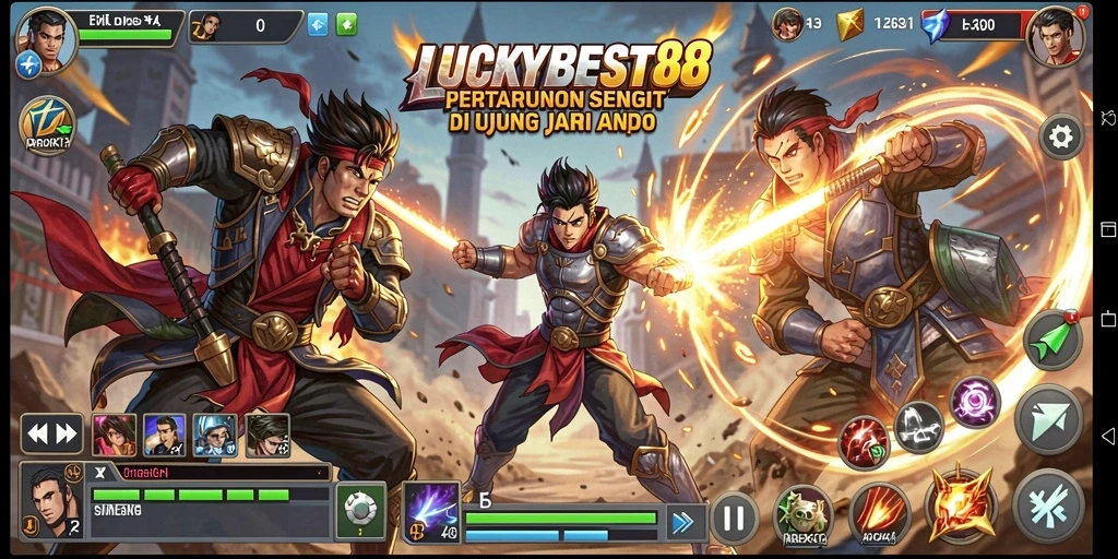 Screenshot LUCKYBEST88 menampilkan aksi pertarungan yang intens dan seru.