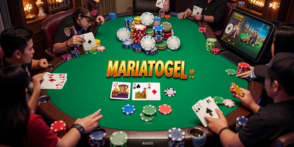 Screenshot gameplay Poker MARIATOGEL yang mendebarkan.