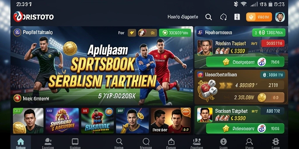 Tangkapan layar utama ORISTOTO menunjukkan fitur taruhan olahraga yang penuh warna.