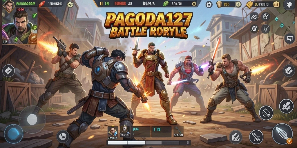 Screenshot utama menampilkan gameplay intens dari PAGODA127 di medan tempur Battle Royale.