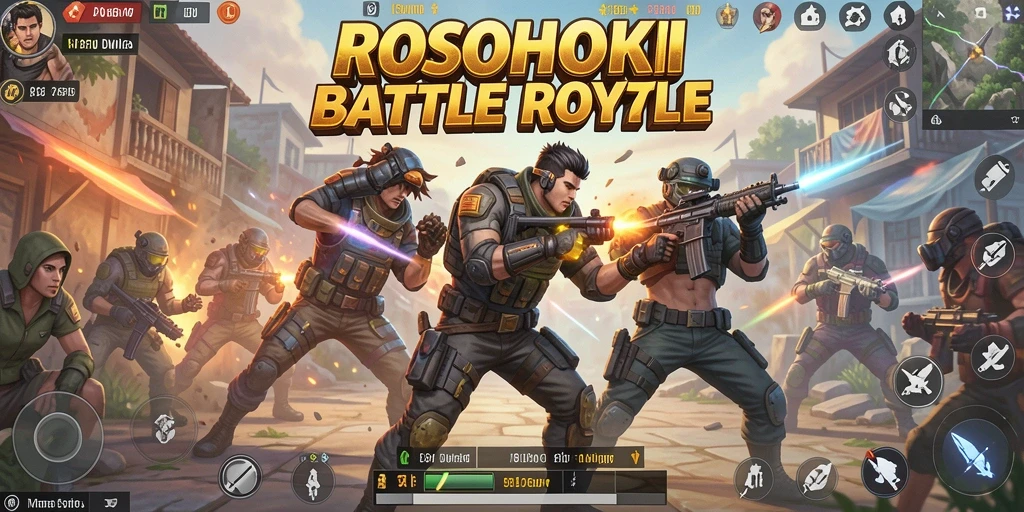 Gameplay seru di ROSOHOKI dengan pertarungan Battle Royale.